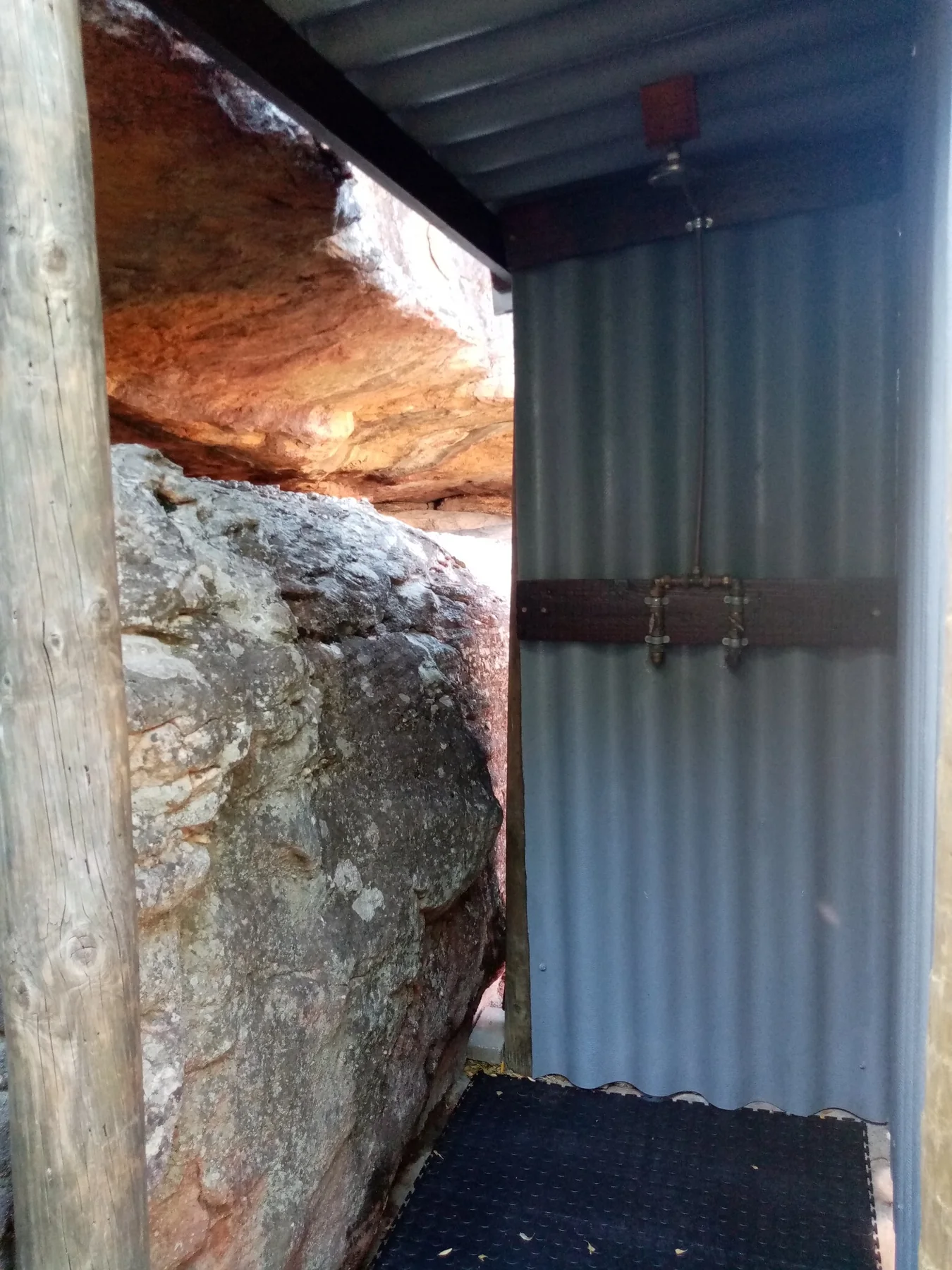 Outdoor shower built beside the Cederberg rock at Nardouw